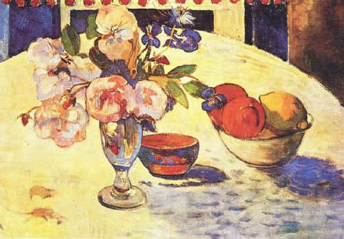 Paul Gauguin Flowers and a Bowl of Fruit on a Table  4 oil painting image